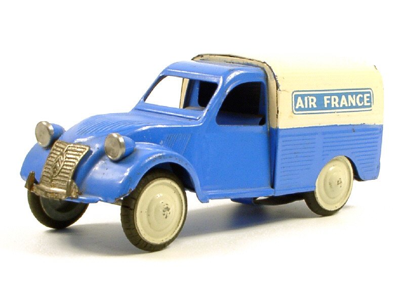 JRD France -305- Citroën 2CV Fourgonnette Air France, long 18,5cm moteur à friction, bleu et blanc - Rare -.jpg