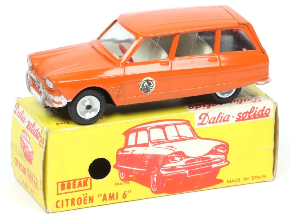 SOLIDO DALIA (Espagne) -33-  Citroën Ami 6 break Butano avec décalque Butano S.A. sur les portières AV, tampon Butano sur les rabas de boîte, orange - Rare -.jpg