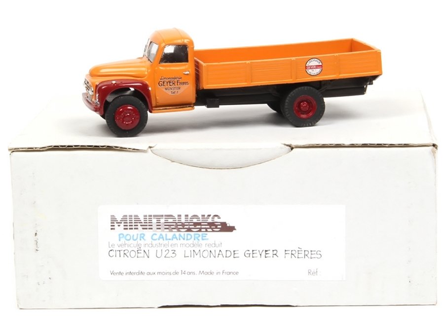 MINITRUCKS france -  Citroën U23 plateau à ridelles Limonade Geyer Frères, orange et bordeaux -.jpg