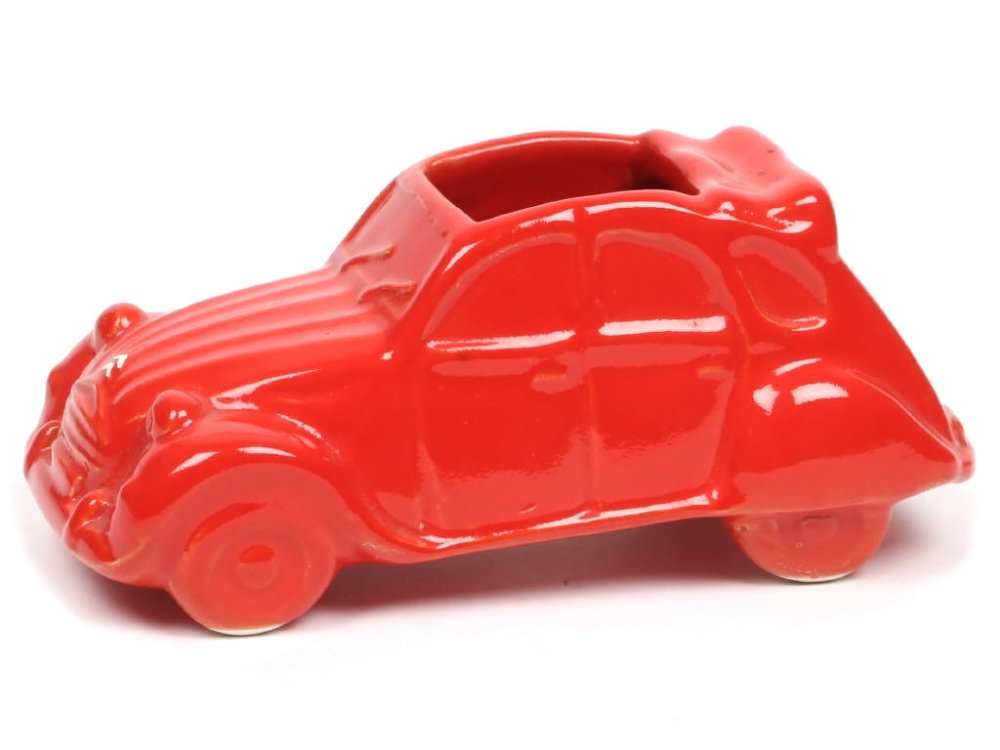 DIVERS - Cendrier Citroën 2 CV, long 15,5cm, en céramique, sigle calandre blanc, rouge - Rare -.jpg
