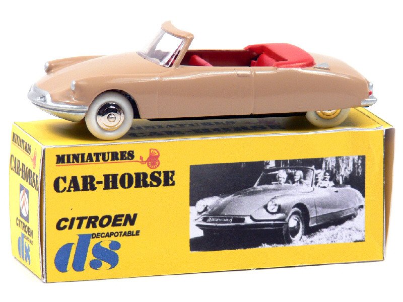 MINIATURES CAR-HORSE France - Citroën DS 19 Cabriolet, transfo sur base Dinky Toys, série très limitée, marron clair intérieur rouge - Curiosité -.jpg