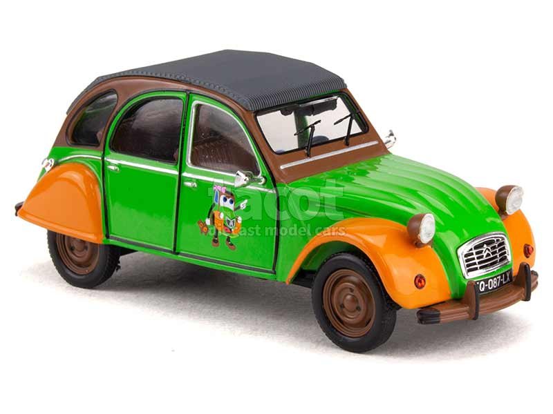 IXO -CLC374N- Citroën 2 CV Deuchie Charity Model, éch 1.43, monté métal, sans ouvrants, vert et orange -.jpg