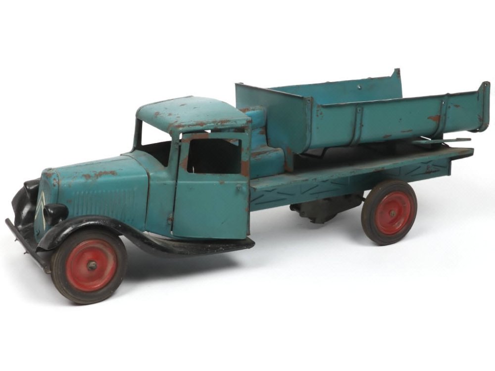 JRD France - Citroën T23 Benne basculante, long 48cm, moteur à clef et portière conducteur ouvrante, bleu pétrole et noir - Rare -.jpg