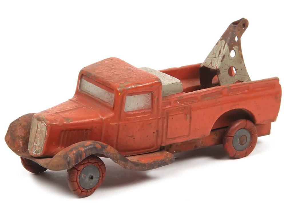 JRD France - Citroën T23 Dépanneuse, en plâtre et farine, châssis tôle, long 10,5cm, orange - Rare -.jpg