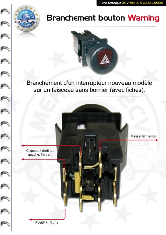 Branchement interrupteur warning