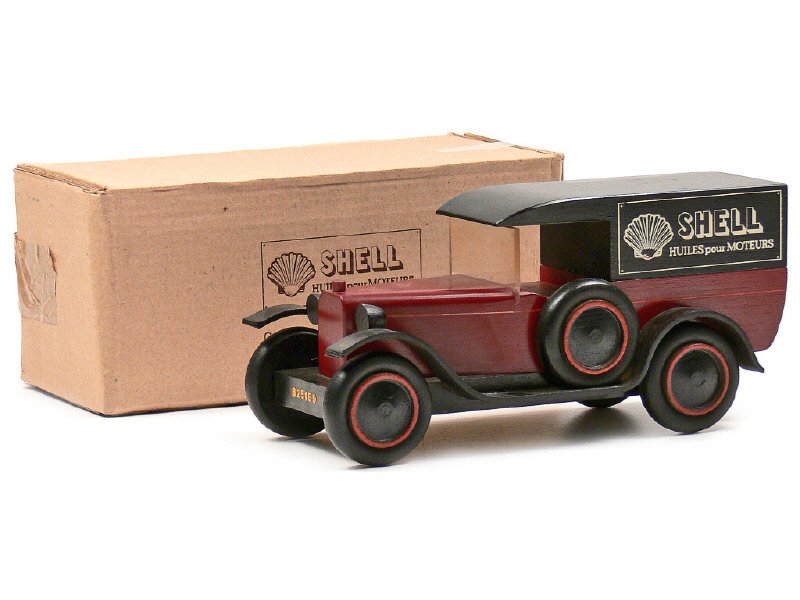 AROUTCHEFF France - Citroën Trefle Fourgonnette de livraison Shell de 1925, long 33cm, réalisé en bois à 480ex, bordeaux et noir - Peu courant -.jpg